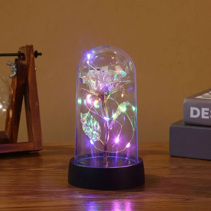 kf-S4e0362c1510f49af9168f8124e9694d1u Valentines Day Gift for Girlfriend Eternal Rose LED Light Foil Flower In Glass Cover Mothers Day Wedding Favors Bridesmaid Gift - Image 2