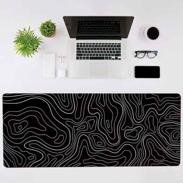 Large Extended Gaming Mouse Pad with Non-Slip Rubber Base,Topographic Design,for Full Desk Keyboard and Mouse Support - Image 3