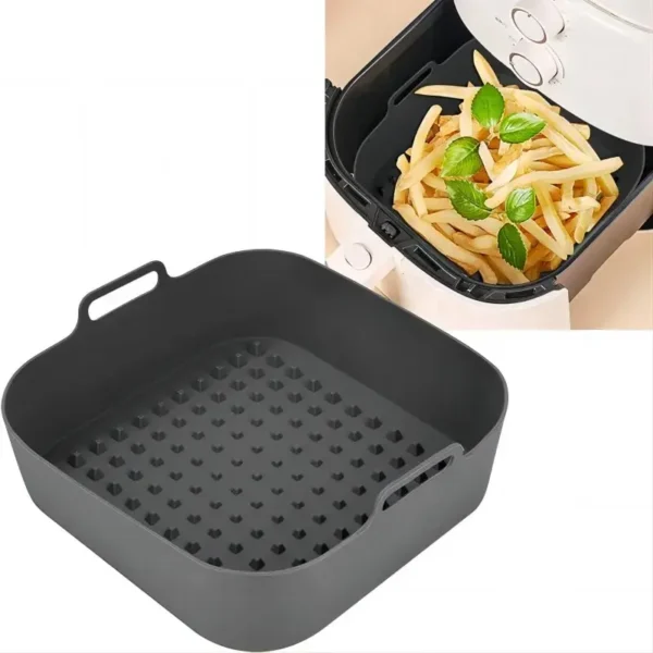 Silicone Air Fryer Baking Pan Square Reusable High Temperature Resistant Silicone Liner Insulation Mat Oven Baking - Image 1