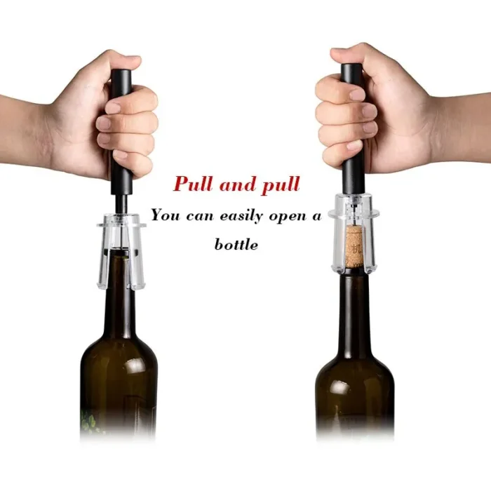 kf-S5305c996b7ad464696f5e5a236cd13c0O 1Pc Black Pneumatic Pump Bottle Opener Bottle Opener With Stainless Steel Pin Type Cork Tool Kitchen Opening Tools Accessories - Image 2