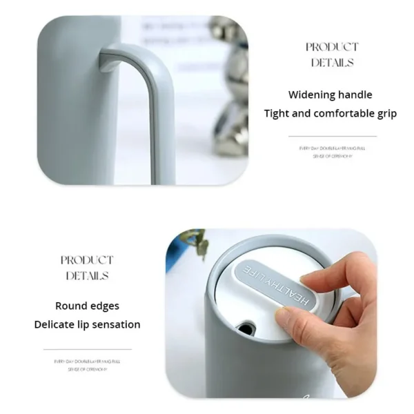 1pc Grey Creative PP Liner Drinking Cup Portable Office Large Capacity Covered Milk Coffee Cup Gift For Kitchen Travel Domestic - Image 5