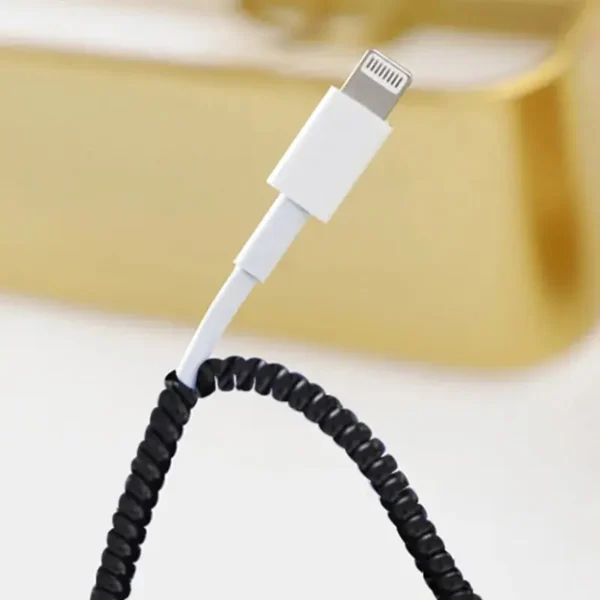 Monochrome Data Cable Protection Spring Flat Fruit Android Headphone Cable Protection Rope - Image 1