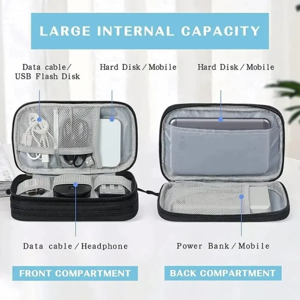 1Pc NEW Travel Organizer Bag Cable Storage Organizers Pouch Carry Case Portable Waterproof Double Layers Storage Bags Cable Cord - Image 3