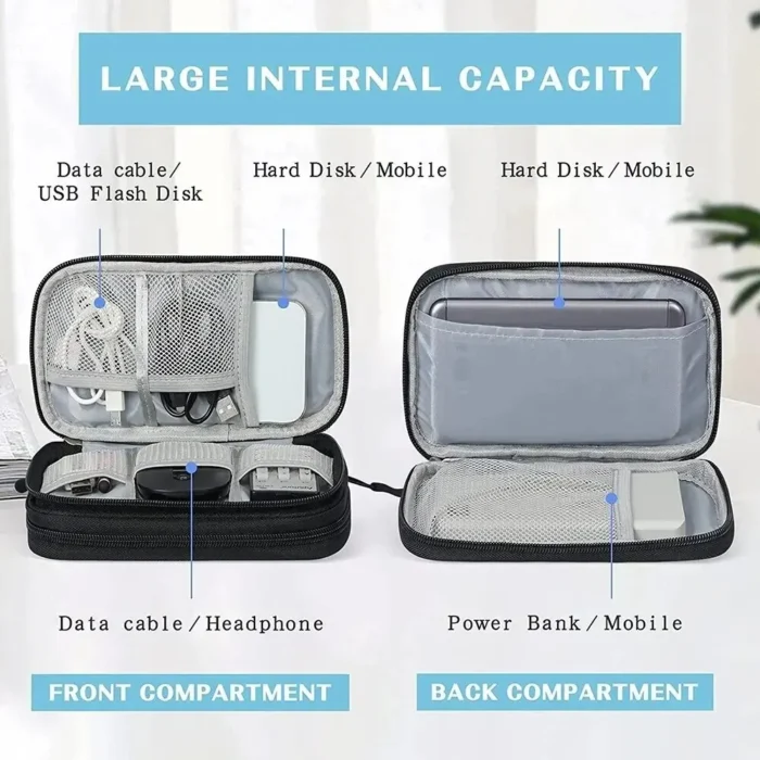 kf-S59c344c933024e1783df7202e91606b9o 1Pc NEW Travel Organizer Bag Cable Storage Organizers Pouch Carry Case Portable Waterproof Double Layers Storage Bags Cable Cord - Image 3