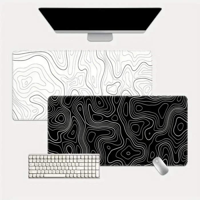 kf-S59e6917842734150a6a093d7ed2f97a6m Large Extended Gaming Mouse Pad with Non-Slip Rubber Base,Topographic Design,for Full Desk Keyboard and Mouse Support - Image 1