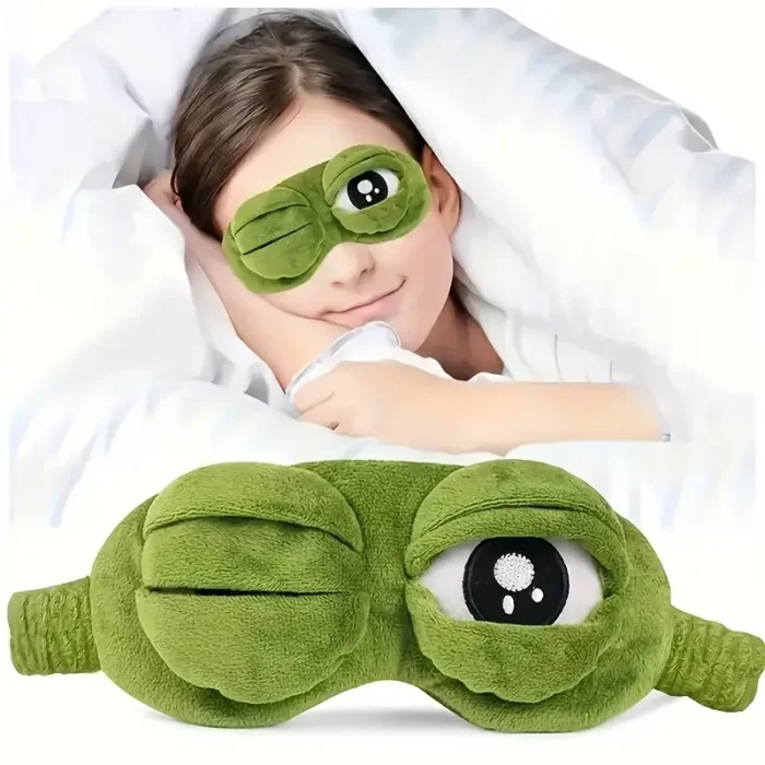kf-S5aec28a093f74715854de25d17eae098L 3D Sad Frog Sleep Mask Natural Sleeping Eyeshade Cover Shade Eye Patch Women Men Soft Portable Blindfold Travel Eyepatch - Image 2