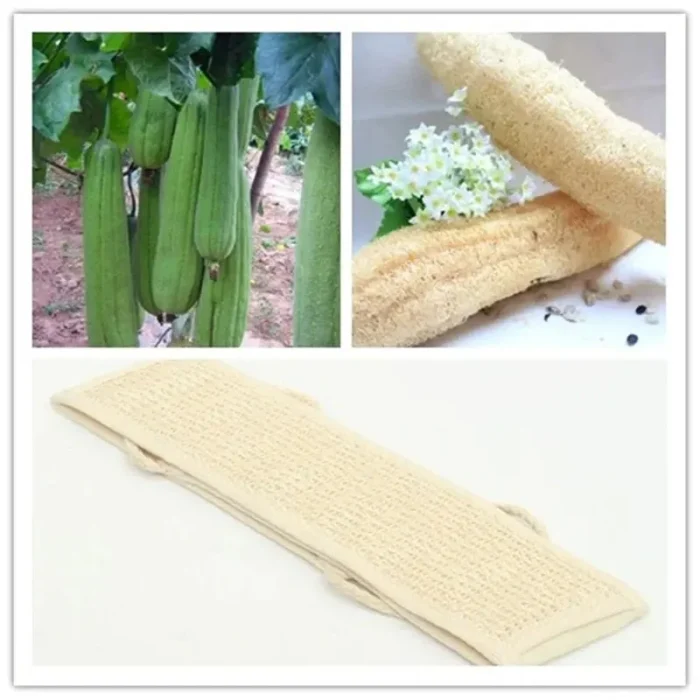 kf-S5bc1a4bd88bf4dbc86a26ac99e1031f6r 1pc Natural Soft Exfoliating Loofah Body Skin Health Cleaning Tool Bath Shower Unisex Massage Spa Scrubber Sponge Back Strap - Image 2