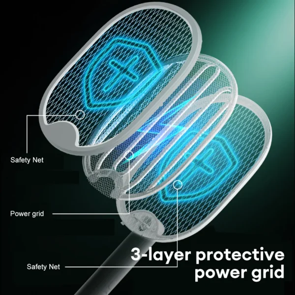 Foldable Electric Mosquito Killer Fly Swatter Trap USB Rechargeable Mosquito Racket Insect Killer with UV Light Bug Zapper 3000V - Image 7