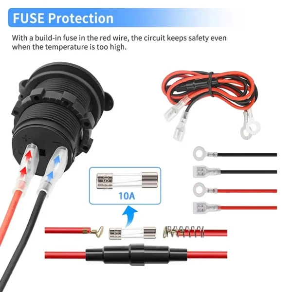 Cigarette Lighter Socket Car Marine Motorcycle ATV RV Lighter Socket Power Outlet Socket Receptacle 12V Waterproof Plug - Image 5