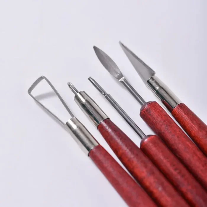 kf-S5dd33f58bb9b402fa72f9133586944898 6pcs/set Pottery Tools Red Wood Double-Ended Wire Knife For Clay Repair, Clay Sculpture Carving Tool Set Pottery Tools - Image 5