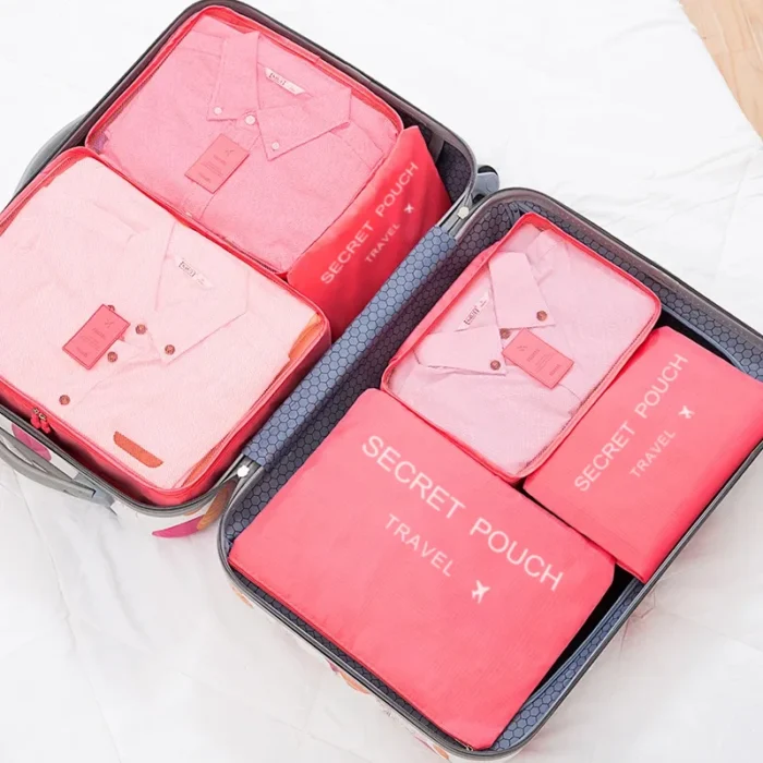 kf-S604ad15c052745e9acedcb9e1082bc310 6pcs Travel Storage Bag Large Capacity Luggage Clothes Sorting Organizer Set Suitcase Pouch Case Shoes Packing Cube Bag - Image 3