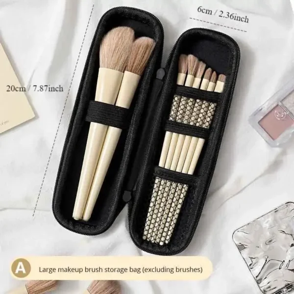 1pc Black Cosmetic Bag Waterproof Double Zipper Makeup Brushes Case Women Storage Bags Portable Travel Brush Holder Makeup Case - Image 6