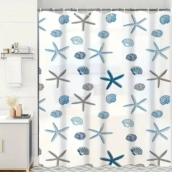 1pc With Pattern Shower Curtain PEVA Waterproof Shower Curtain Bathroom Partition Curtain Bathroom Decoration Accessories - Image 2