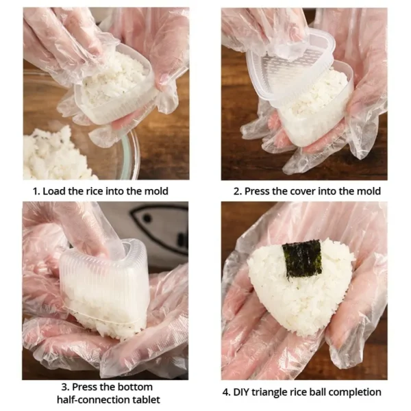 4PCS/Set DIY Sushi Mold Onigiri Rice Ball Food Press Transparent Triangular Sushi Maker Mold Sushi Kit Kitchen Bento Accessorie - Image 5