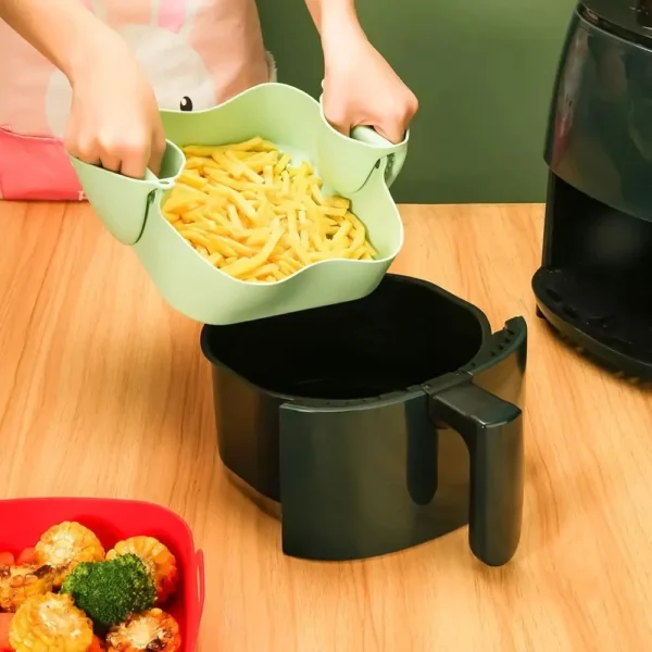 Silicone Air Fryer Baking Pan Square Reusable High Temperature Resistant Silicone Liner Insulation Mat Oven Baking - Image 2