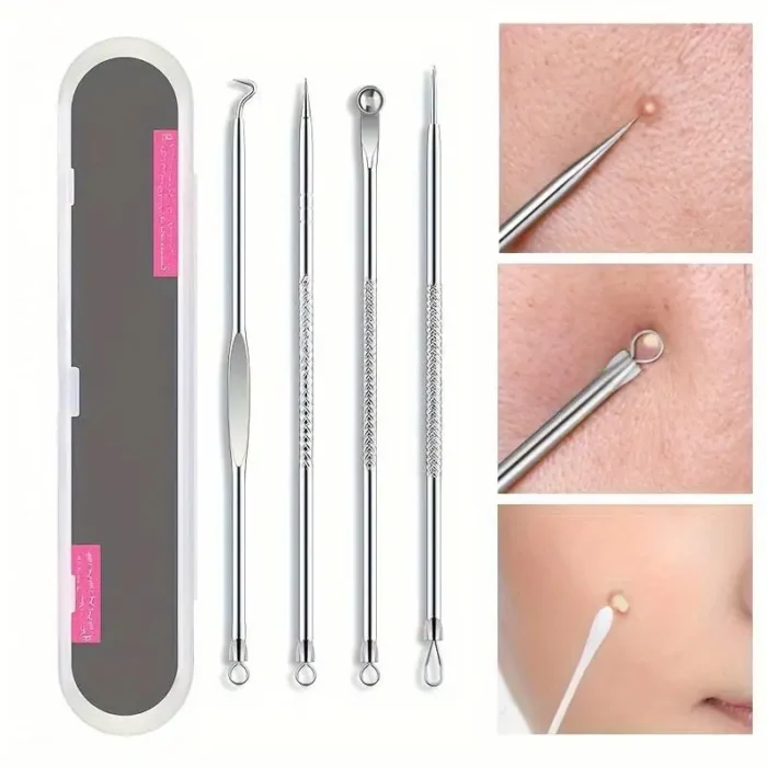 kf-S66ad842a6e984c73ba22da1fec06543eE 4Pcs/Set Acne Blackhead Needle Set Unscented Blemish PoreCleanser Needle Hook Spot Pimple Remover Skin Care Tools Accessories - Image 4
