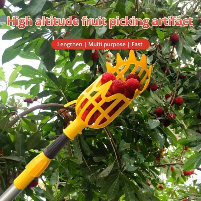 kf-S66b86ed4b1334202bb8fe8ff01a0f095H Farm Garden Picking DeviceGarden Tools Deep Basket Fruit Picker Head Convenient Fruit Catcher Apple Peach Picking - Image 1