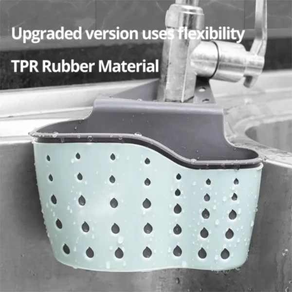 1Pc Sky Blue Creative Sink Storage And Drainage Rack Hanging Bag Kitchen Faucet Adjustable Storage And Hanging Basket - Image 3