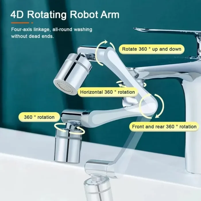 kf-S69e463452a334f4ea30d6d8a6d1269edB New Universal Rotation Extender Faucet Aerator Plastic Splash Filter Kitchen Tap Washbasin Faucets Bubbler Nozzle Robotic Arm - Image 5