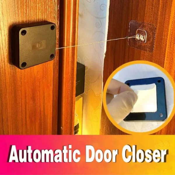 1pc Black Punch Free Automatic Sensor Door Closer Automatic Shutdown Device Non Punching Telescopic Sliding Door Device - Image 4