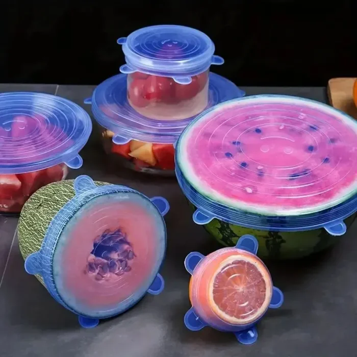 kf-S6c05db18303d4474922d863642b82b5bh 6pcs Reusable Silicone Stretch Lids For Food Bowls - Multifunctional Fruit And Vegetable Fresh-Keeping Cover - Image 2