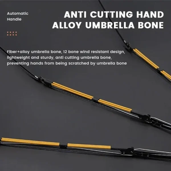 12 Bone Black Glue Fully Automatic Umbrella With Thick And Durable Keel Three Fold Umbrella UV Resistant Folding Umbrella - Image 3