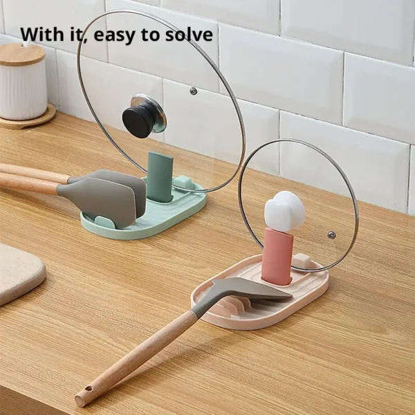 kf-S6f8973e7dc784c5ebfc74257cdaeb72fF 1pc Green/Pink/Bule/Pink Silicone Nordic Style Pot Lid Shovel Storage Rack Practical Multifunctional Kitchen Supply Non Slip - Image 1