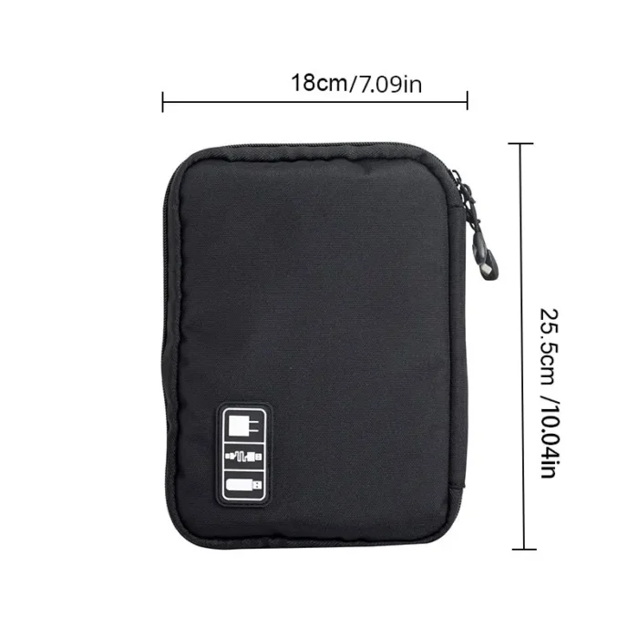 kf-S6fe473e7a6404d23b79524d49c653c37H 1pc Black Green Storage Bag Electronic Accessory Organizer Portable Usb Data Cable Charger Plug Travel Waterproof Organizer - Image 6