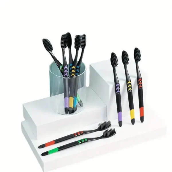 10pcs Charcoal Infused Soft Bristle Toothbrush for Deep Oral Cleaningand Gum Care -Ldeal for Daily Use by Adults at Home - Image 4