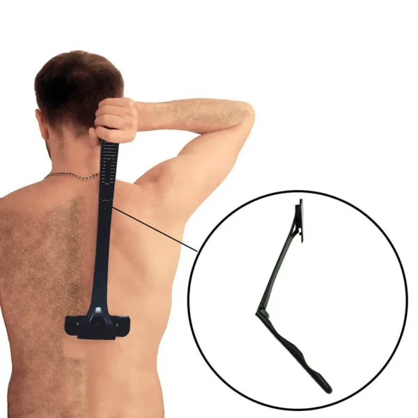 Long Handle Folding Shaver for Men Body Back Hair Trimmer Body Leg Razor Shaver Hair Removal Tool with 5Pcs Replaceable Blades - Image 2