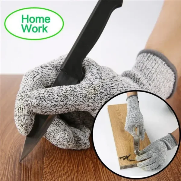 A Pair Anti Cut Proof Gloves Hot Sale Grey Black Anti Cut Level 5 Safety Work Gloves Glass Cutting Safety Protection - Image 2