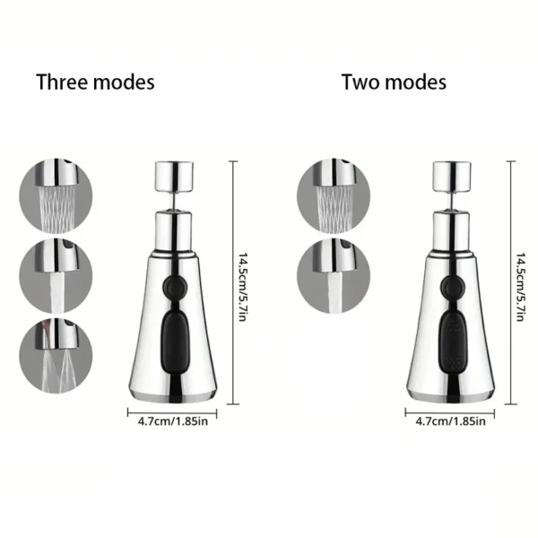 1pc Faucet Extender Metal Alloy,Three Modes,Head Water Saver Home Extended Shower Spray Filter - Image 6