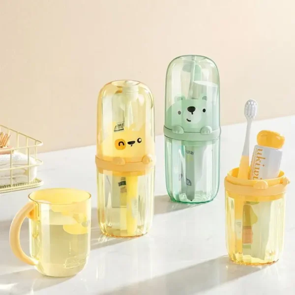 Travel Mouthwash Cup, Brushing Cup, Toothbrush, Toothbrush Cup, CHILDREN'S Set, Portable Home Washing and Toothpaste Storage - Image 1
