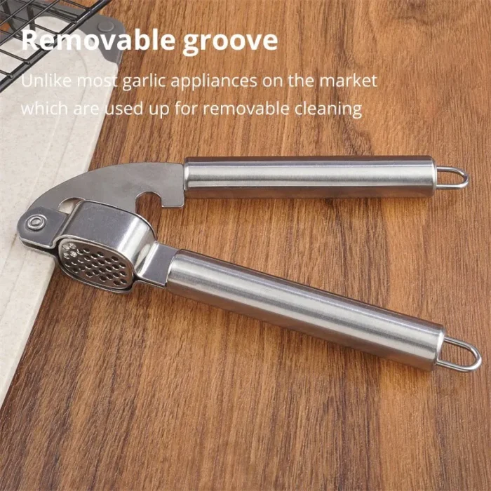 kf-S74dbfcba43fb4cb4b455681c04455ed0t 1pc Stainless Steel Garlic Press Household Garlic Garlic Press Manual Garlic Press Creative Kitchen Tools - Image 4