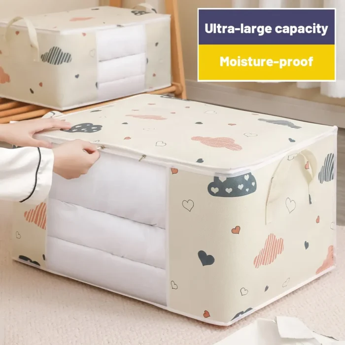 kf-S756196dcabce4fb8ba5dd1780dc9b7e9C Large Capacity Clothes Storage Bag Organizer With Reinforced Handle Suitable For Blankets Bedding Foldable With Sturdy Zipper - Image 3