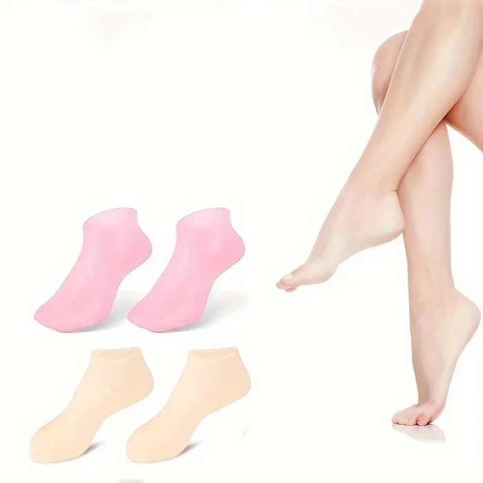 kf-S7771a622ce4c43ada58b055b8a3ce059k 2pcs Silicone Moisturizing Foot Socks For Dry Cracked Feet Foot CareSocks Massage Moisturizing Gel Socks Pedicure Socks Tool - M - Image 2