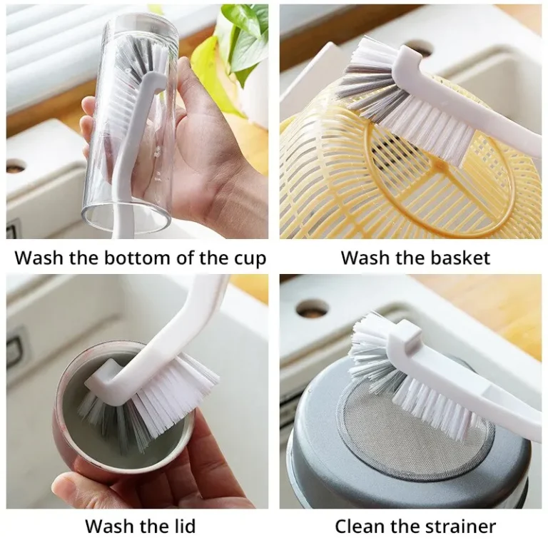 Japanese Style Sink Brush Cleaning Cup Brush with Long Handle Elbow Design Tail Hole Wall Hanging Crevice Cleaning Accessories - Image 5