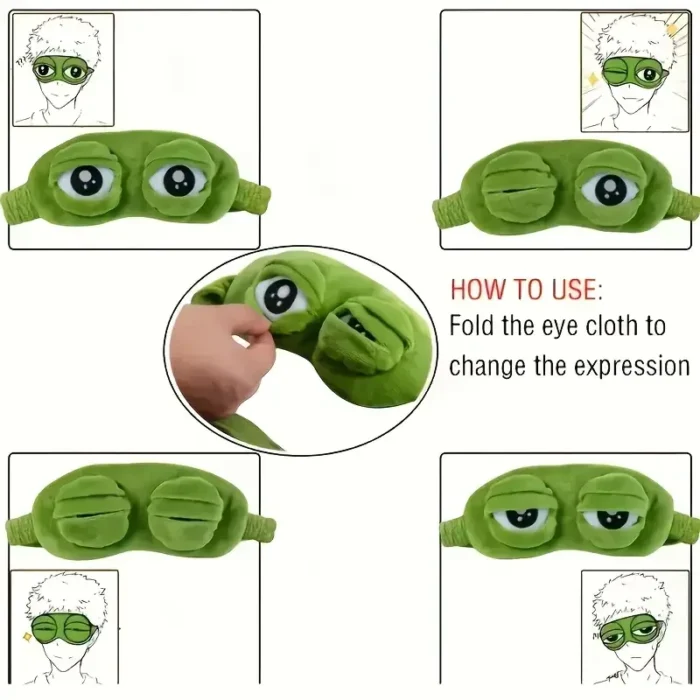 kf-S78d468107df2431093a2fa869f1bcd6eW 3D Sad Frog Sleep Mask Natural Sleeping Eyeshade Cover Shade Eye Patch Women Men Soft Portable Blindfold Travel Eyepatch - Image 6