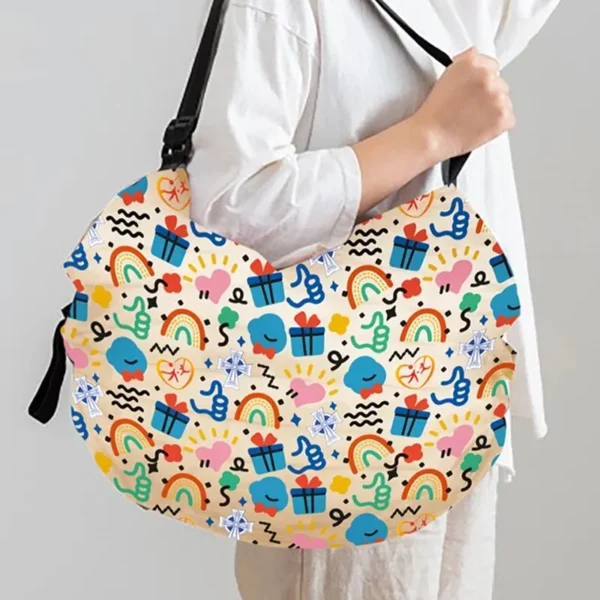 1pc Foldable Shopping Bag Eco-friendly Waterproof Portable Storage Bag Large Capacity Handbag Oversized Storage Bag For Travel - Image 2