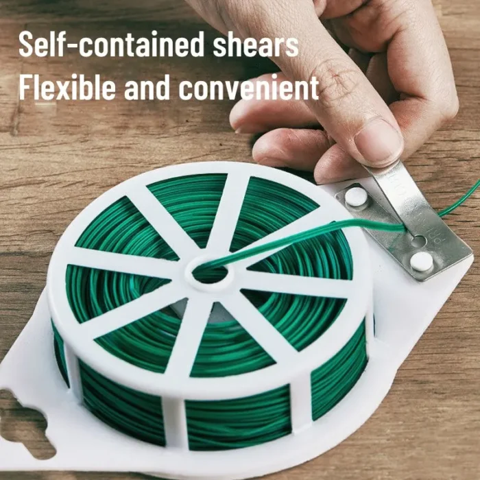 kf-S7a35ae29007344ba9ecf1c8477462ff9L 1 Roll 100M Multifunctional Plastic Steel Twist Tie Sturdy Reusable Garden Flower Plant Support Strap Tie - Image 1
