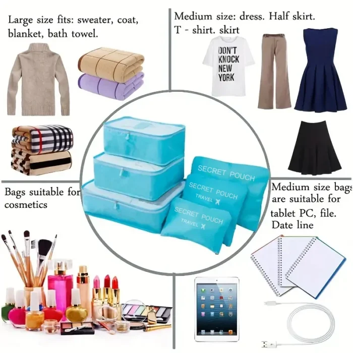 kf-S7a4ea6a25b6c451a801cbd2e948560ddR 6pcs Travel Storage Bag Large Capacity Luggage Clothes Sorting Organizer Set Suitcase Pouch Case Shoes Packing Cube Bag - Image 4