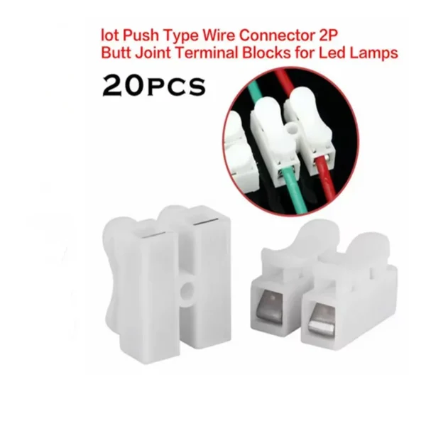 20pcs CH2 Spring Quick Wire Connectors Cable Clamps Terminal Block LED Strip Light Replace Electrical Tapes Cable Clamp Tools - Image 7