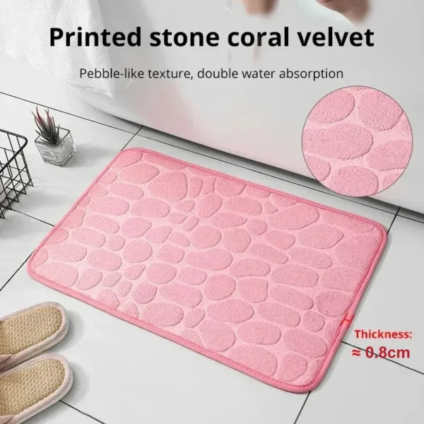 1pc embossed fiber carpet, bathroom living room anti slip mat, pebble floor mat, household items - Image 3
