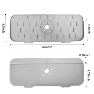 1PC Grey 37X14CM Kitchen Faucet Absorbent Mat Sink Splash Guard Silicone Drainage Drying Pad Countertop Protection