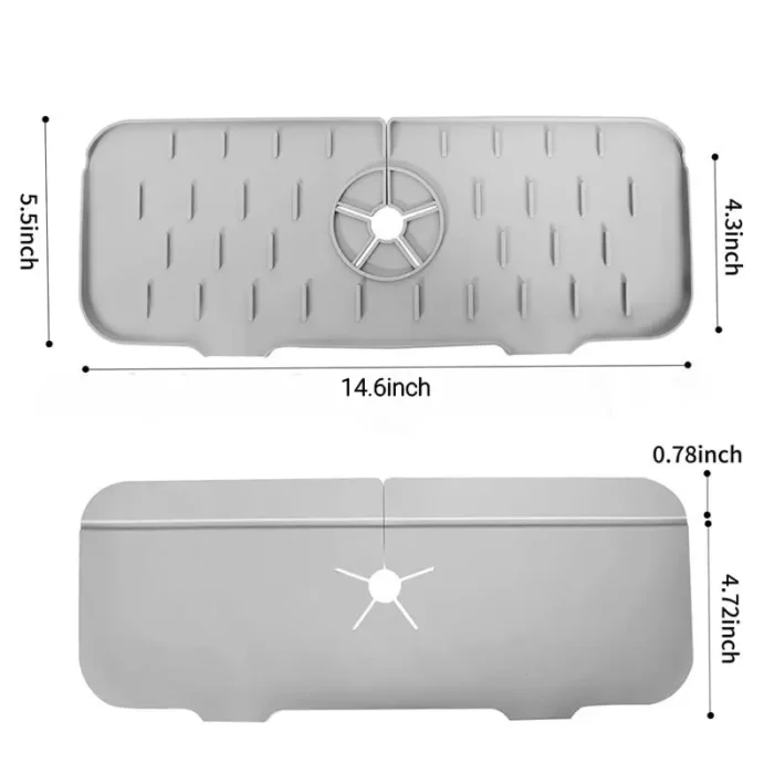 kf-S7ca497d5882045d8999eefee94a6d97bD 1PC Grey 37X14CM Kitchen Faucet Absorbent Mat Sink Splash Guard Silicone Drainage Drying Pad Countertop Protection - Image 6