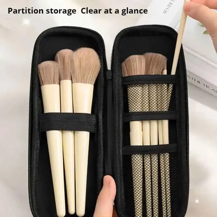 kf-S7d3a3441c03b4beca655760dcfc5ab5c9 1pc Black Cosmetic Bag Waterproof Double Zipper Makeup Brushes Case Women Storage Bags Portable Travel Brush Holder Makeup Case - Image 1