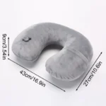 1PC U-shaped Travel Pillow Portable Inflatable Neck Cervical Spine Support Short Plush Cushion Office Sleep Essentials - Image 3