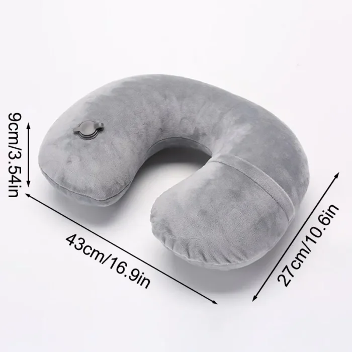 kf-S8123610c68af4af8ba6ca4f2ae1032dfq 1PC U-shaped Travel Pillow Portable Inflatable Neck Cervical Spine Support Short Plush Cushion Office Sleep Essentials - Image 3