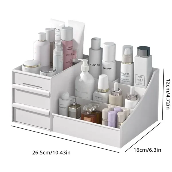 1pc White New Drawer Makeup Storage Box Dormitory Finishing Plastic Shelf Cosmetics Skin Care Dressing Table Desktop - Image 6