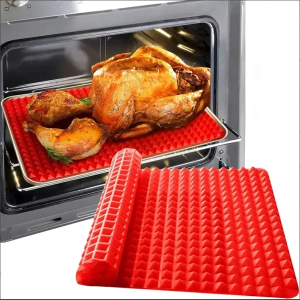 Silicone Baking Mat Cooking Pan 1/2 Pack Large 15.23“x10.74" Non-Stick Healthy Fat Reducing Sheet For Oven Grilling BBQ - Image 7
